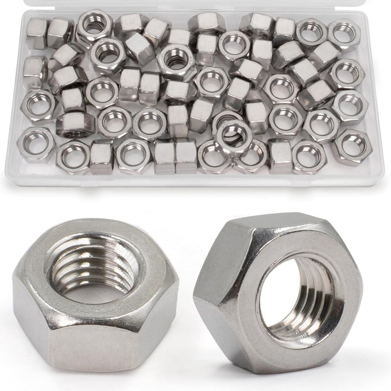 ZQZ 3/8"-16 Hex Nuts,60 Pack 304 (A2-70) Stainless Steel Hardware Nuts,Standard Inch Coarse Thread Nuts - Image 1